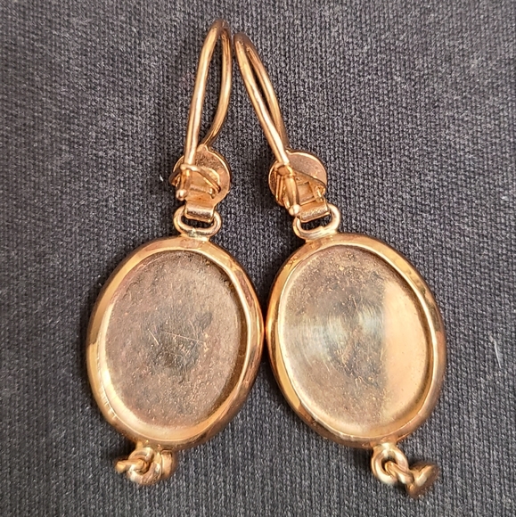 Leaves gold vintage russian earrings - Picture 8 of 16